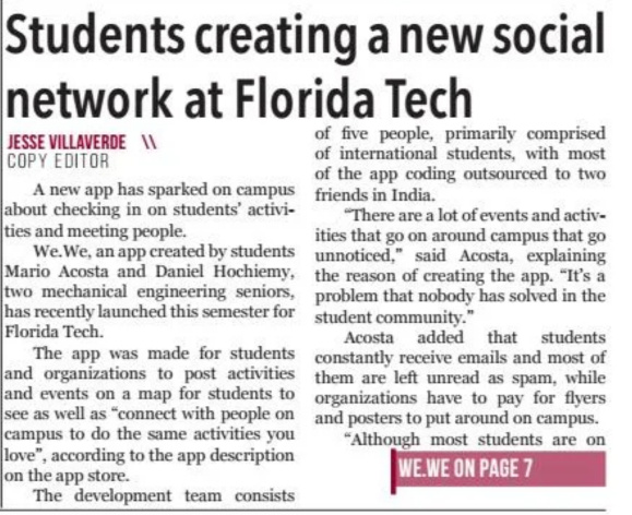Article featured in The Florida Tech Crimson Issue 2 Spring 2019