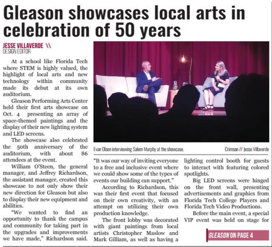 Article featured in The Florida Tech Crimson Issue 5 Fall 2019